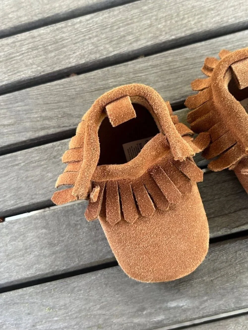 Bearpaw Baby Brown Suede Fringe Moccasins 0-6 Months
